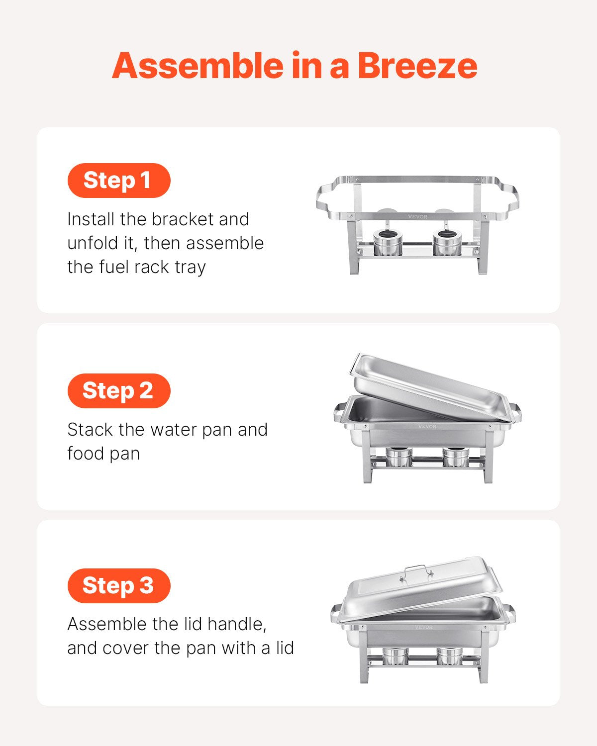 Chafing Dish Buffet Set, 8 Qt 4 Pack, Stainless Steel Chafer with 4 Full Size Pans, Rectangle Catering Warmer Server with Lid Water Pan Stand Fuel Holder, for Weddings Parties Banquets, Silver