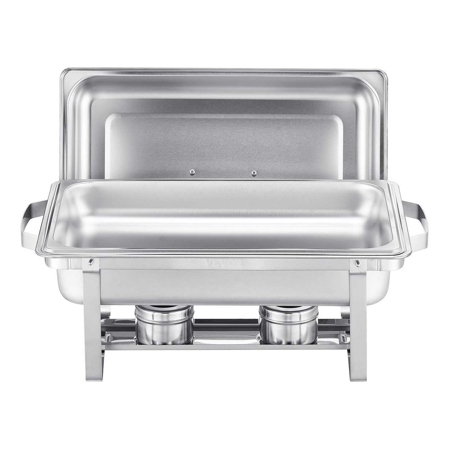 Chafing Dish Buffet Set, 8 Qt 4 Pack, Stainless Steel Chafer with 4 Full Size Pans, Rectangle Catering Warmer Server with Lid Water Pan Stand Fuel Holder, for Weddings Parties Banquets, Silver