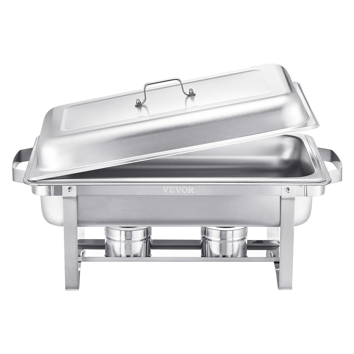 Chafing Dish Buffet Set, 8 Qt 4 Pack, Stainless Steel Chafer with 4 Full Size Pans, Rectangle Catering Warmer Server with Lid Water Pan Stand Fuel Holder, for Weddings Parties Banquets, Silver