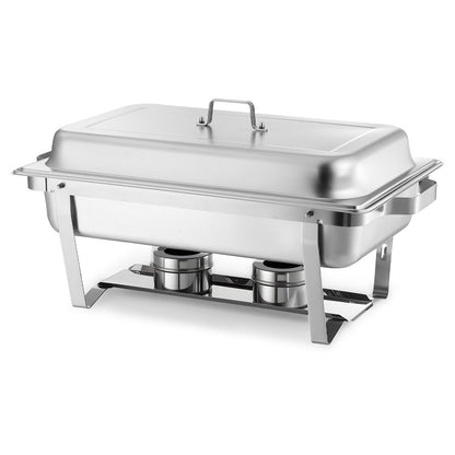 Rechteckiges Chafing Dish, 8,5 l, 2er-Pack, Edelstahl, Speisenwärmer-Set mit Hohlgriff, 1 Speisenzange, Deckel, Brennstoffbehälter, Chafing Dish für Bankette, Partys und Hochzeiten