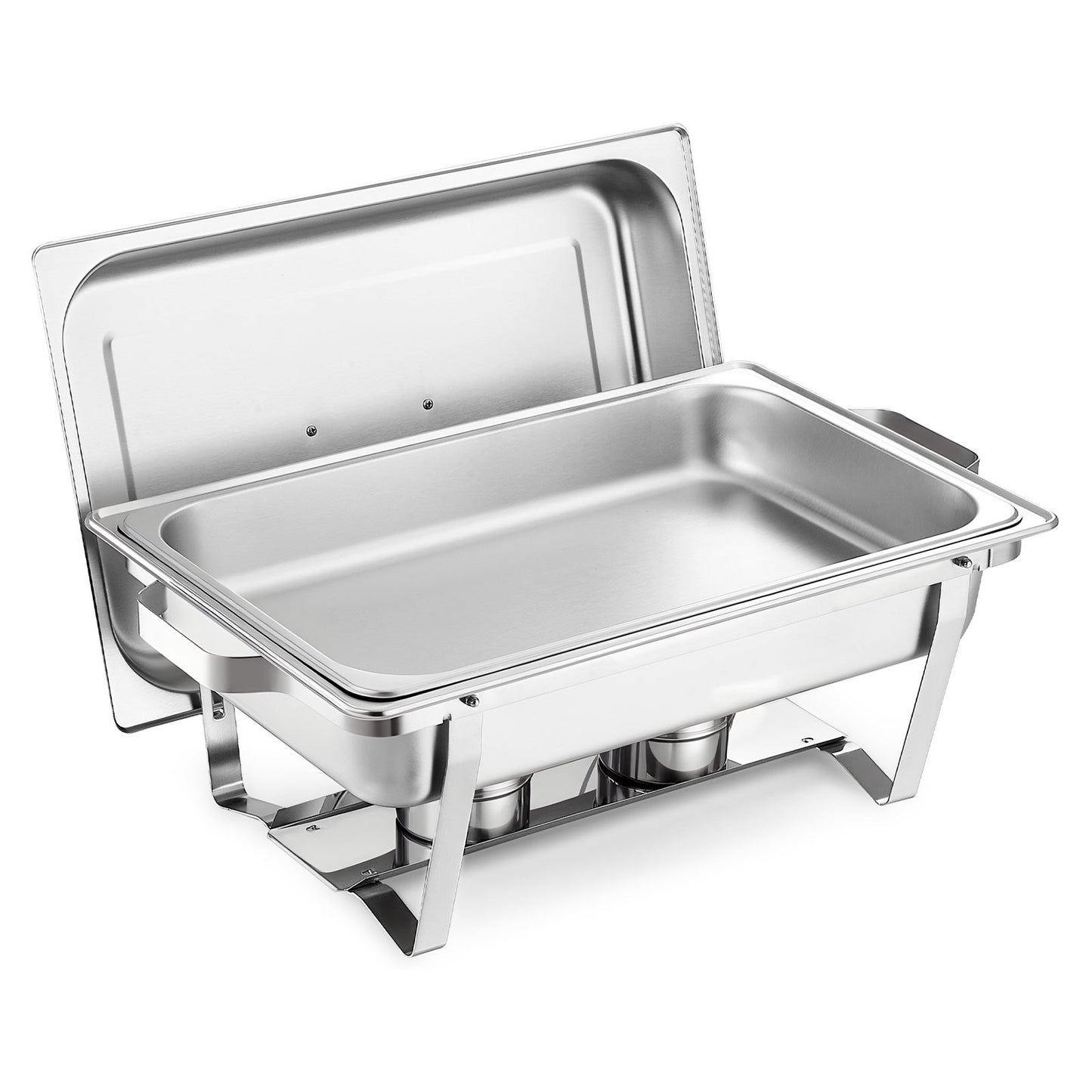 Rechteckiges Chafing Dish, 8,5 l, 2er-Pack, Edelstahl, Speisenwärmer-Set mit Hohlgriff, 1 Speisenzange, Deckel, Brennstoffbehälter, Chafing Dish für Bankette, Partys und Hochzeiten