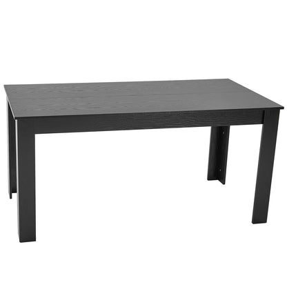 Rectangle Dining Table, 63 inch Length Large Wood Tables for 4-6 Person, Modern Dinner Furniture, Conference Desk Supporting for 330LBS, for Home Kitchen Living Room, Black(Only Table)