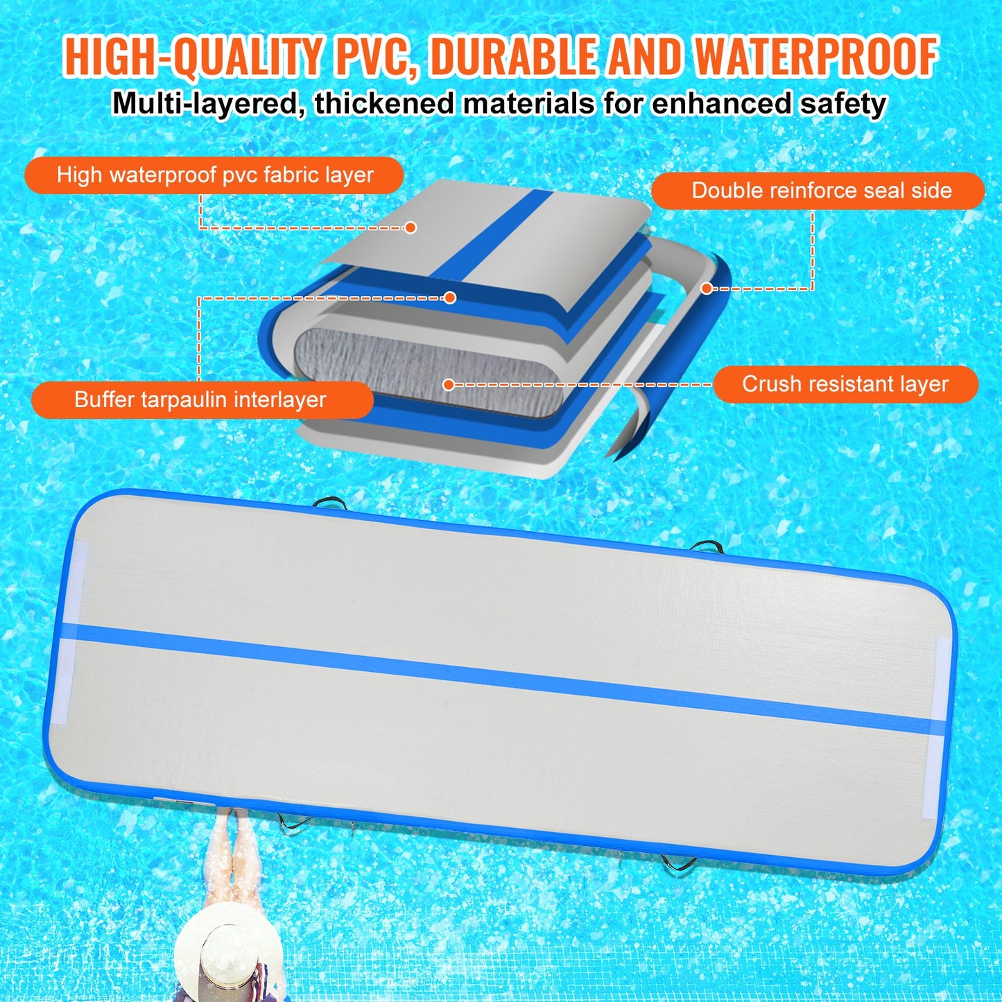 3.1 m Air Track Inflatable Training Tumbling Gymnastics Gym Mat with Pump