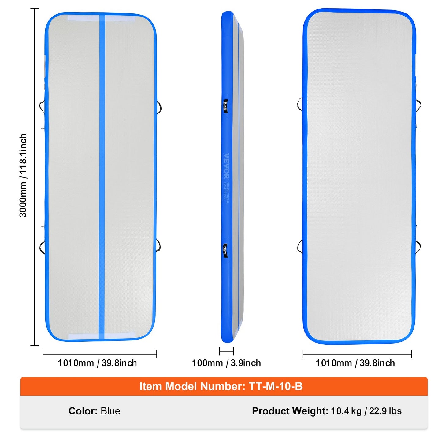 3.1 m Air Track Inflatable Training Tumbling Gymnastics Gym Mat with Pump