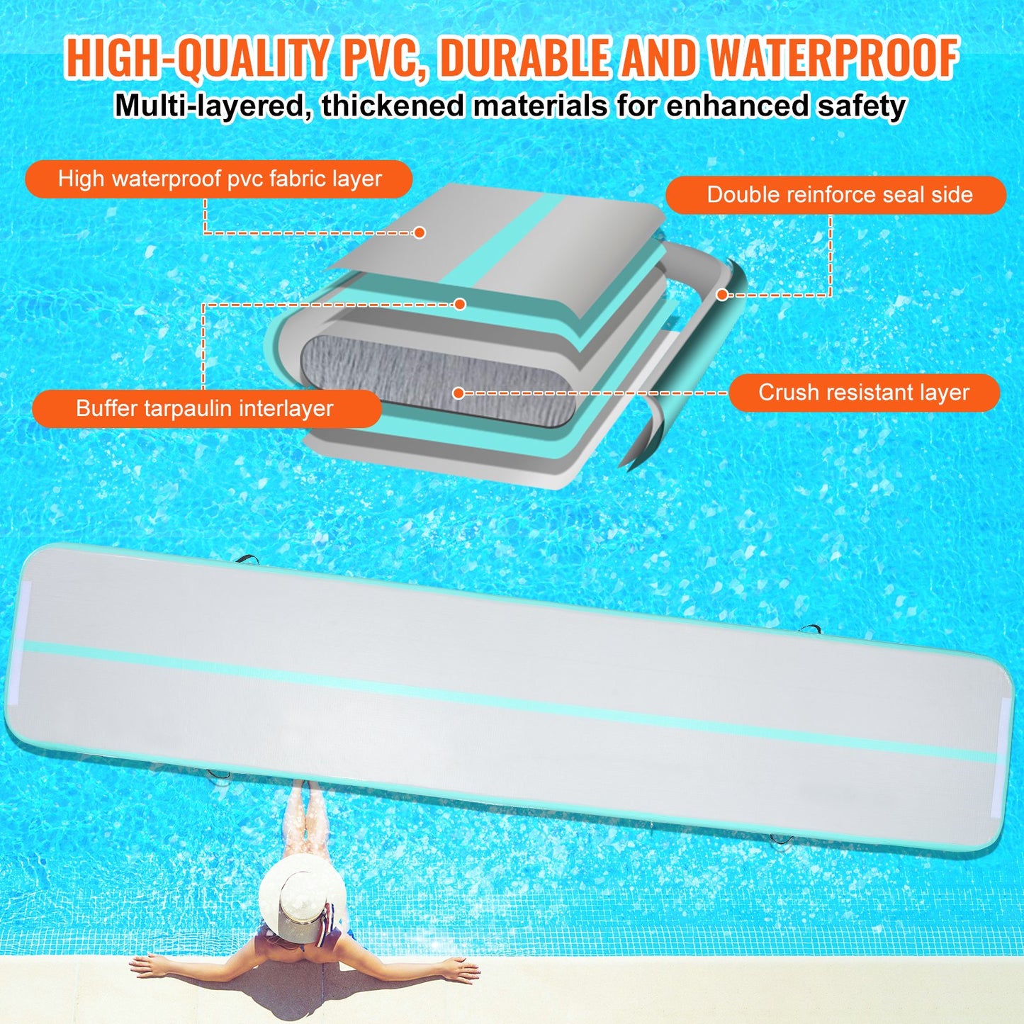 4.9 m Air Track Inflatable Training Tumbling Gymnastics Gym Mat with Pump