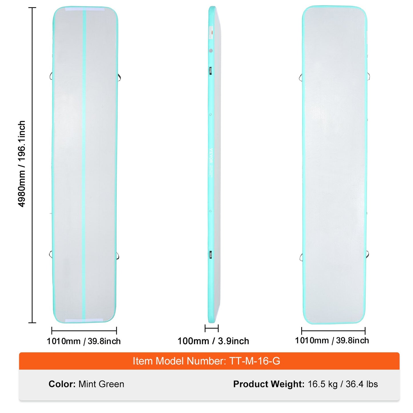 4.9 m Air Track Inflatable Training Tumbling Gymnastics Gym Mat with Pump