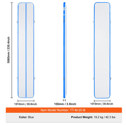 6.1 m Air Track Inflatable Training Tumbling Gymnastics Gym Mat with Pump