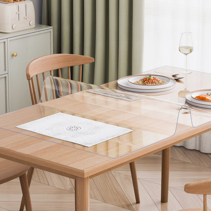 Plastic Table Cover, 14 x 24 Inch 1.5 mm Thick Clear Table Protector, Rectangle PVC Desk Mat, Waterproof & Easy Cleaning Desk Pad Tablecloth, for Office Dresser Dining Room Table Night Stand