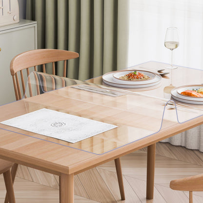Plastic Table Cover, 24 x 48 Inch 2.0 mm Thick Clear Table Protector, Rectangle PVC Desk Mat, Waterproof & Easy Cleaning Desk Pad Tablecloth, for Office Dresser Dining Room Table Night Stand