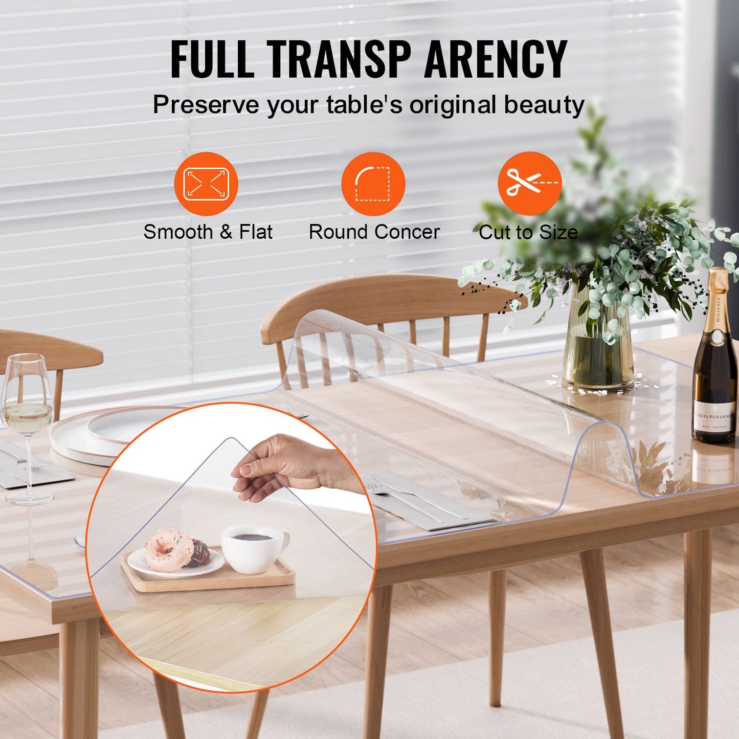 Plastic Table Cover, 40 x 60 Inch 2.0 mm Thick Clear Table Protector, Rectangle PVC Desk Mat, Waterproof & Easy Cleaning Desk Pad Tablecloth, for Office Dresser Dining Room Table Night Stand