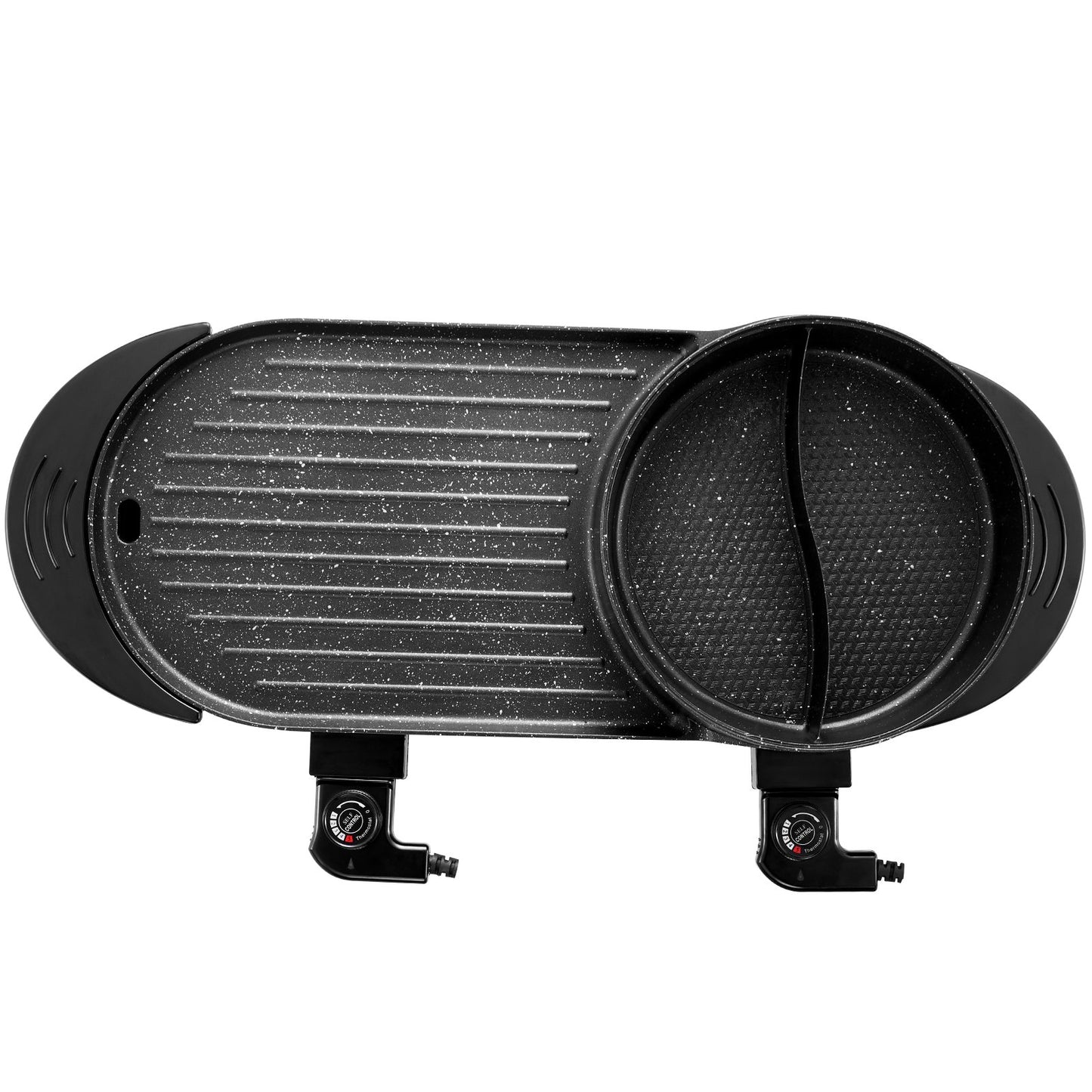 Hot Pot with Grill, 2200W 2-in-1 Electric Smokeless Grill and Hot Pot, Korean BBQ Shabu Shabu Hotpot with Separate Dual Temperature Control, Non-stick Pan, for 1-6 People Family Dinning