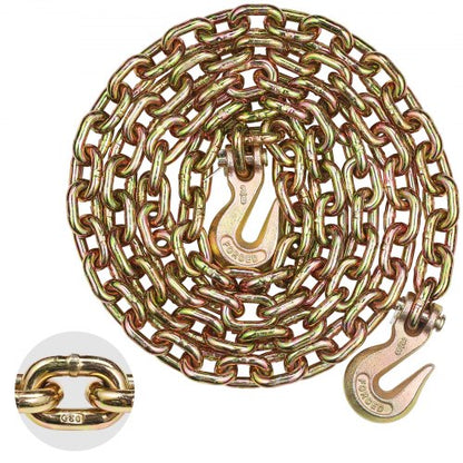 G80 Transport-Zurrkette, 3/8" x 10,3' Abschleppkette mit Schäkelhaken, 7100 lbs sichere Arbeitslast, Hochleistungs-Anhängerkette für den Transport von Abschleppwagen-Zurrausrüstung