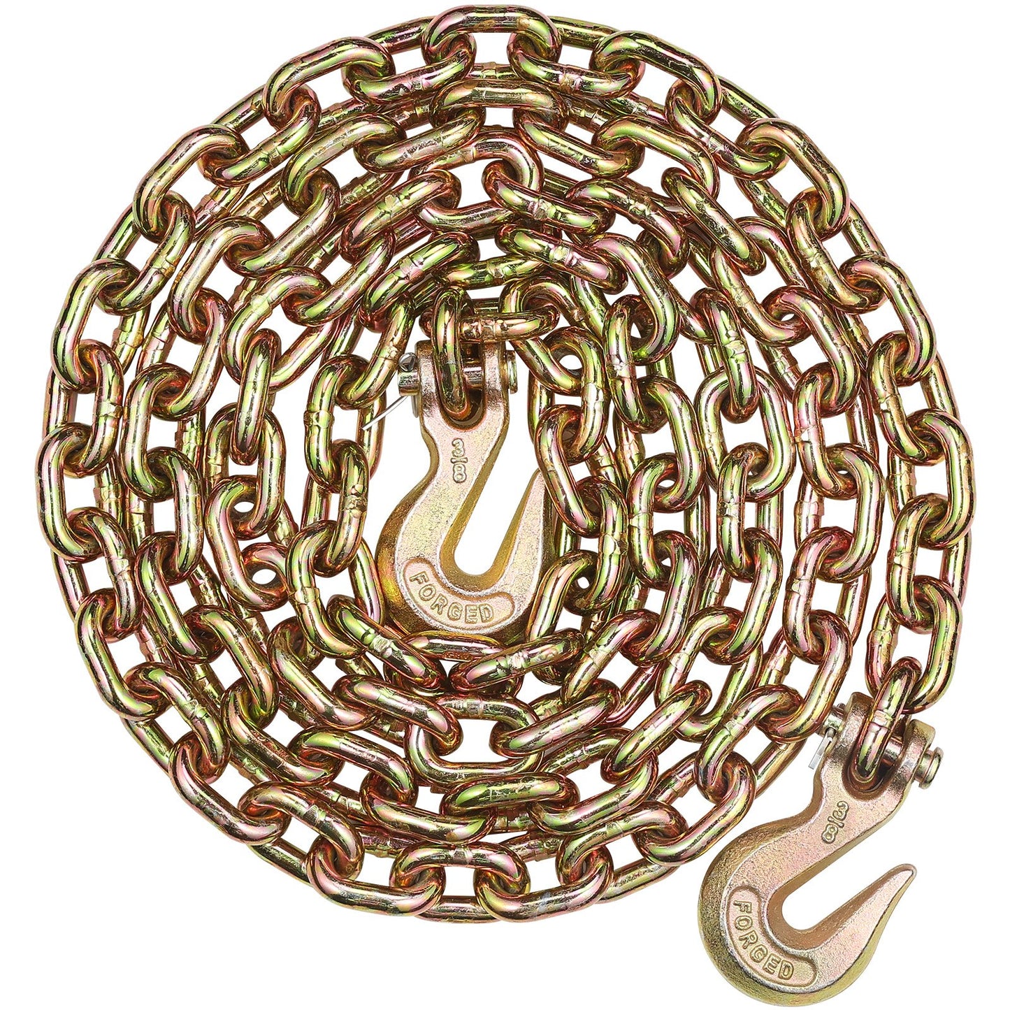 G80 Transport-Zurrkette, 3/8" x 10,3' Abschleppkette mit Schäkelhaken, 7100 lbs sichere Arbeitslast, Hochleistungs-Anhängerkette für den Transport von Abschleppwagen-Zurrausrüstung