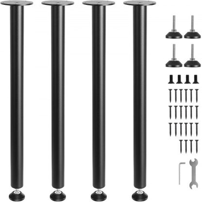 711.2MM Adjustable Desk Legs, Reinforced Steel Office Table Furniture legs Set of 4 for DIY, 544.3KG Load Capacity Heavy Duty Desk Legs, Quick Instalation Legs with Adjustable Foot Cup Black