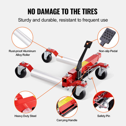 Wheel Dolly, Max Capacity 1500 Lbs Car Dolly, Car Jack Dolly Lifter with 360° Rotatable Wheels, Heavy Duty Vehicle Positioning Hydraulic Tire Jack, for Vehicle Car Auto Repair Moving, Set of 4