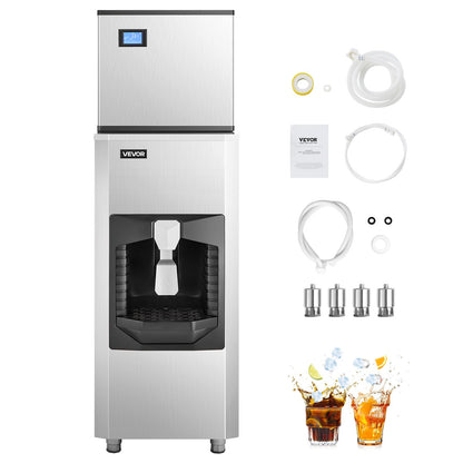 Commercial Ice Maker, 300 Lbs/Day Ice Maker Machine, 180 Lbs Large Ice Storage Bin with 20 Lbs/Min Automatic Ice Dispensing, Self-Cleaning Ice Machine with Touchscreen for Bar, Cafe, Restaurant