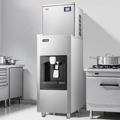 Commercial Ice Maker, 400 Lbs/Day Ice Maker Machine, 180 Lbs Large Ice Storage Bin with 20 Lbs/Min Automatic Ice Dispensing, Self-Cleaning Ice Machine with Touchscreen for Bar, Cafe, Restaurant