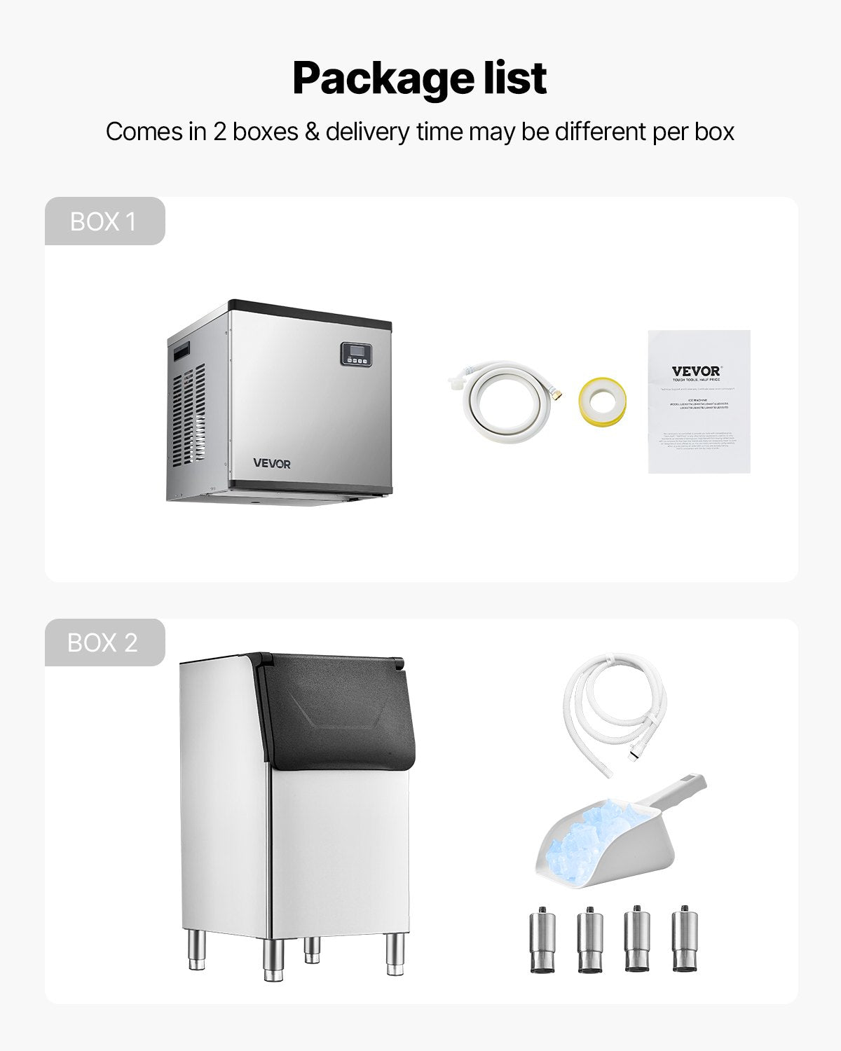 Commercial Ice Maker Machine, 181.4 kg/24H Ice-Making Machine with 136 kg Large Storage Bin, Auto Self-Cleaning Ice Maker with Touchscreen for Bar Cafe Restaurant Business Commercial