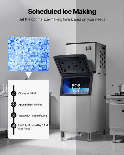 Commercial Ice Maker Machine, 181.4 kg/24H Ice-Making Machine with 136 kg Large Storage Bin, Auto Self-Cleaning Ice Maker with Touchscreen for Bar Cafe Restaurant Business Commercial