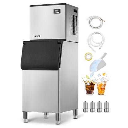 Commercial Ice Maker Machine, 249.5 kg/24H Ice-Making Machine with 136 kg Large Storage Bin, Auto Self-Cleaning Ice Maker with Touchscreen for Bar Cafe Restaurant Business Commercial