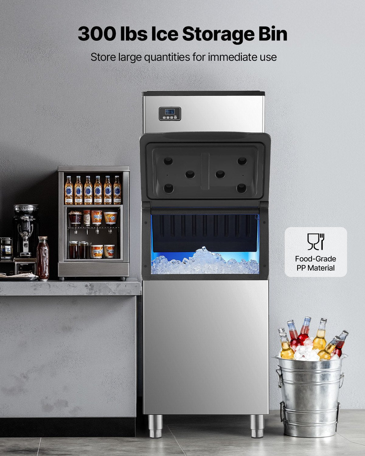 Commercial Ice Maker Machine, 249.5 kg/24H Ice-Making Machine with 136 kg Large Storage Bin, Auto Self-Cleaning Ice Maker with Touchscreen for Bar Cafe Restaurant Business Commercial