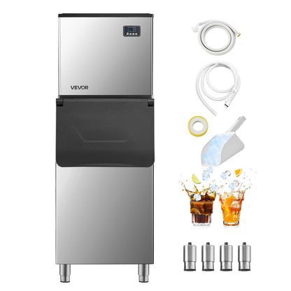 Commercial Ice Maker Machine, 249.5 kg/24H Ice-Making Machine with 136 kg Large Storage Bin, Auto Self-Cleaning Ice Maker with Touchscreen for Bar Cafe Restaurant Business Commercial