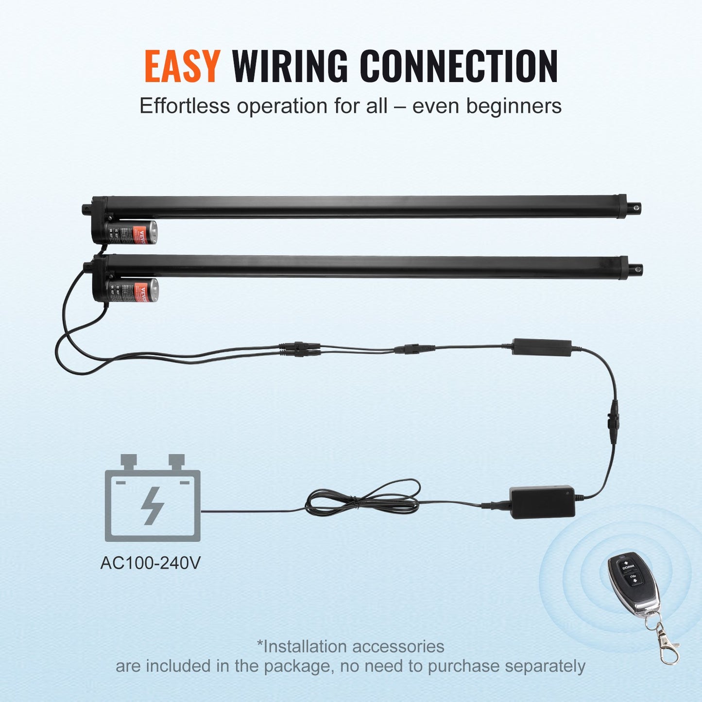 2PCS 12V Linear Actuator Kit 760 mm 9 mm/s 99.79 kg/1000N IP54 Protection