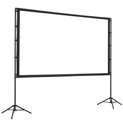 Projector Screen with Stand, 100 Inch 160° Wide Angle Indoor Outdoor Projection Screen, 16:9 4K HD Wrinkleless Portable Dual-Tripod Screens with Carry Bag, for Movie Home Theater Presentation