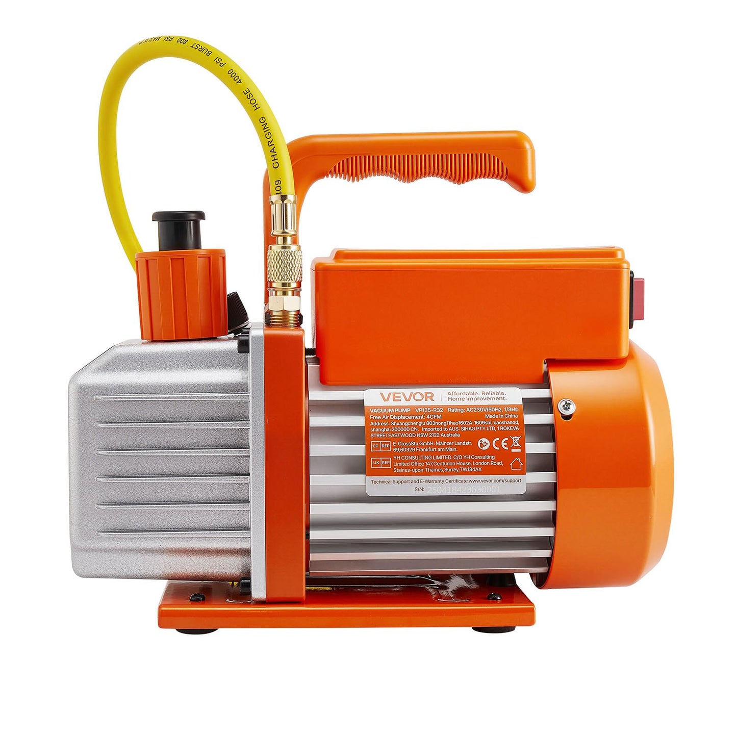 115 L/min AC Vacuum Pump and Gauge Set, Single Stage, Rotary Vane HVAC Air Vacuum Pump, A/C Refrigerant Manifold Gauge Kit, with Leak Detector, Carry Bag, for R134a R22 R410a R1234YF Refrigerant