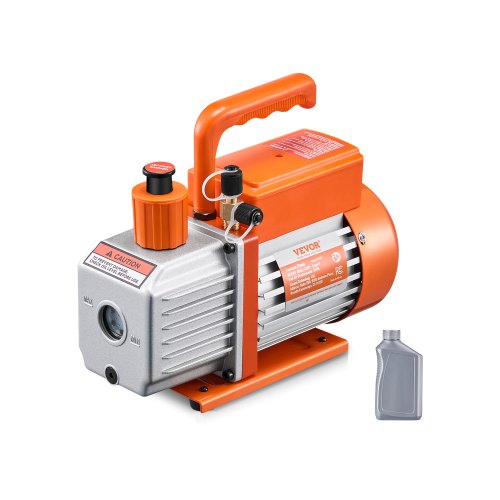 Vacuum Pump, 300 L/min(5 CFM), HVAC Single Stage Rotary Vane Vacuum Pump, for R134a R22 R410a Systems, Auto AC Vacuum Pump Kit with Oil Bottle, for Automotive Air Conditioner Maintenance Resin Degassing