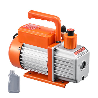 Vacuum Pump, 233 L/min(4 CFM), HVAC Single Stage Rotary Vane Vacuum Pump, for R134a R22 R410a Systems, Auto AC Vacuum Pump Kit with Oil Bottle, for Automotive Air Conditioner Maintenance Resin Degassing