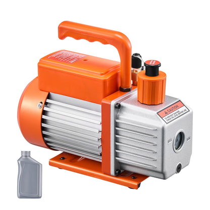 Vacuum Pump, 217 L/min(3.5 CFM), HVAC Single Stage Rotary Vane Vacuum Pump, for R134a R22 R410a Systems, Auto AC Vacuum Pump Kit with Oil Bottle, for Automotive Air Conditioner Maintenance Resin Degassing