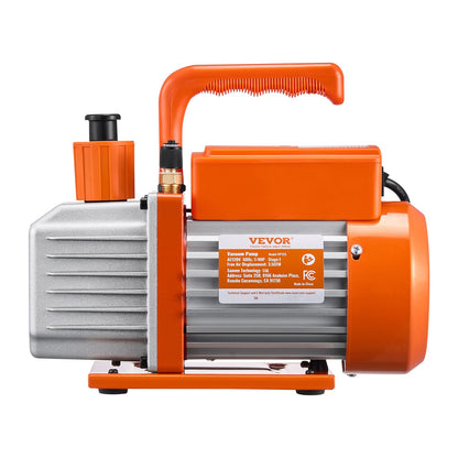 217 L/min(3.5 CFM) AC Vacuum Pump and Gauge Set, Single Stage Rotary Vane HVAC Air Vacuum Pump, A/C Refrigerant Manifold Gauge Kit, with Hoses, Air Conditioning Refrigeration for R134a, R12, R22, R502a