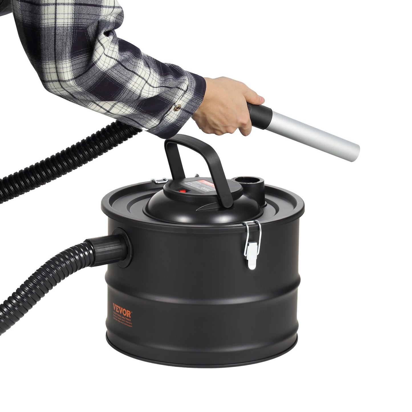 Ash Vacuum Cleaner, 15L with 1200W Powerful Suction, Fireplace Vacuum with Reverse Suction, 3M Power Cable, 16 Kpa Max. Vacuum, for Fireplaces, Pellet Stoves, Wood Stove, Log Burner