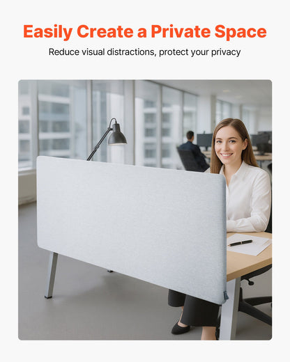 Desk Divider Privacy Panel, 1524 x 610 mm Clamp-on Office Desk Partition, PET Cubicle Partition Panel, Workstation Privacy Divider with 2 C-Type Clamps for Office, Sturdy Room, Library