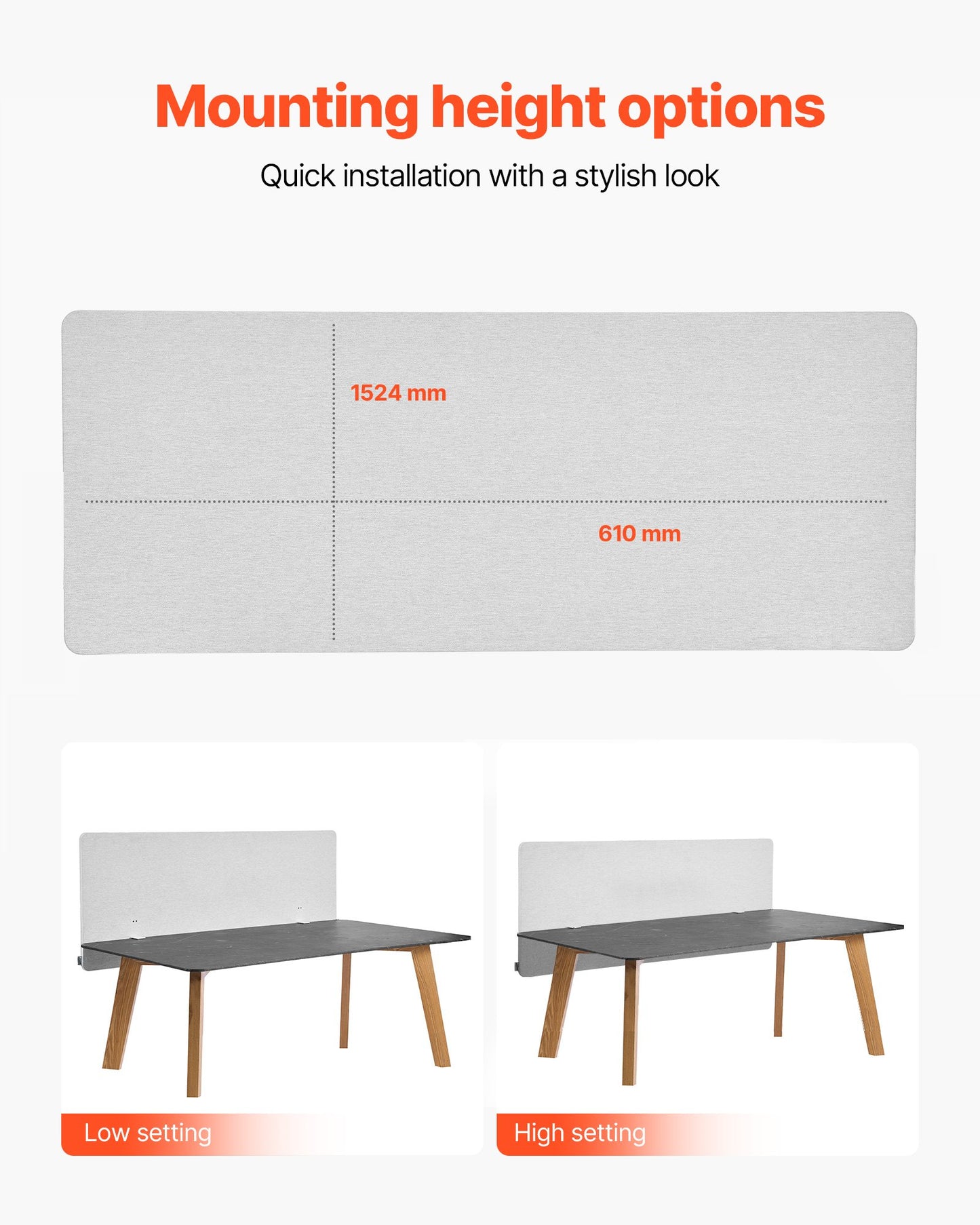 Desk Divider Privacy Panel, 1524 x 610 mm Clamp-on Office Desk Partition, PET Cubicle Partition Panel, Workstation Privacy Divider with 2 C-Type Clamps for Office, Sturdy Room, Library