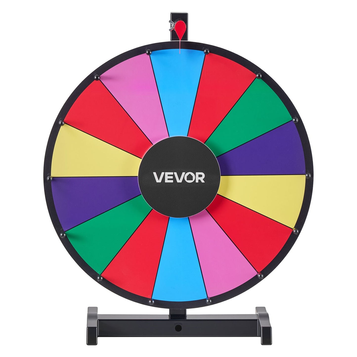 457 mm Spinning Prize Wheel, 14 Slots Spinning Wheel with Stand, Tabletop Win Fortune Roulette with a Dry Erase and 2 Markers, 6 Colors, Easy Assembly, for Party Pub Trade Show Carnival Events