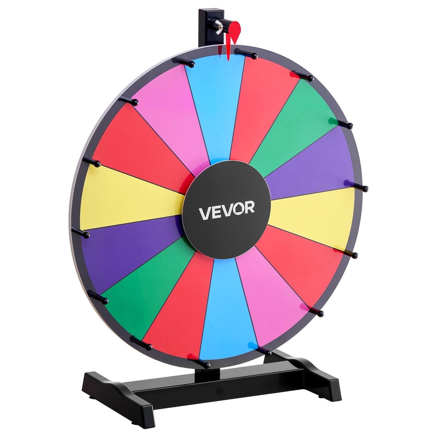 457 mm Spinning Prize Wheel, 14 Slots Spinning Wheel with Stand, Tabletop Win Fortune Roulette with a Dry Erase and 2 Markers, 6 Colors, Easy Assembly, for Party Pub Trade Show Carnival Events