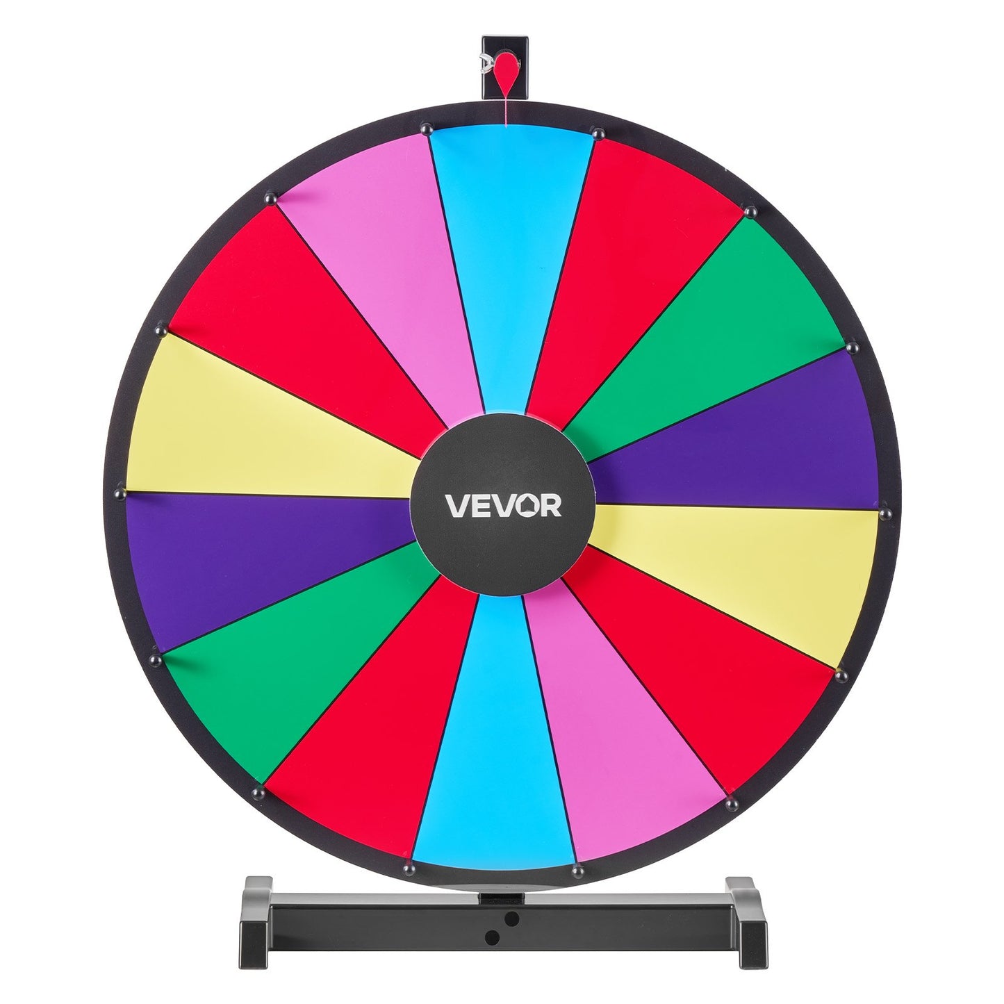 610 mm Spinning Prize Wheel, 14 Slots Spinning Wheel with Stand, Tabletop Win Fortune Roulette with a Dry Erase and 2 Markers, 6 Colors, Easy Assembly, for Party Pub Trade Show Carnival Events