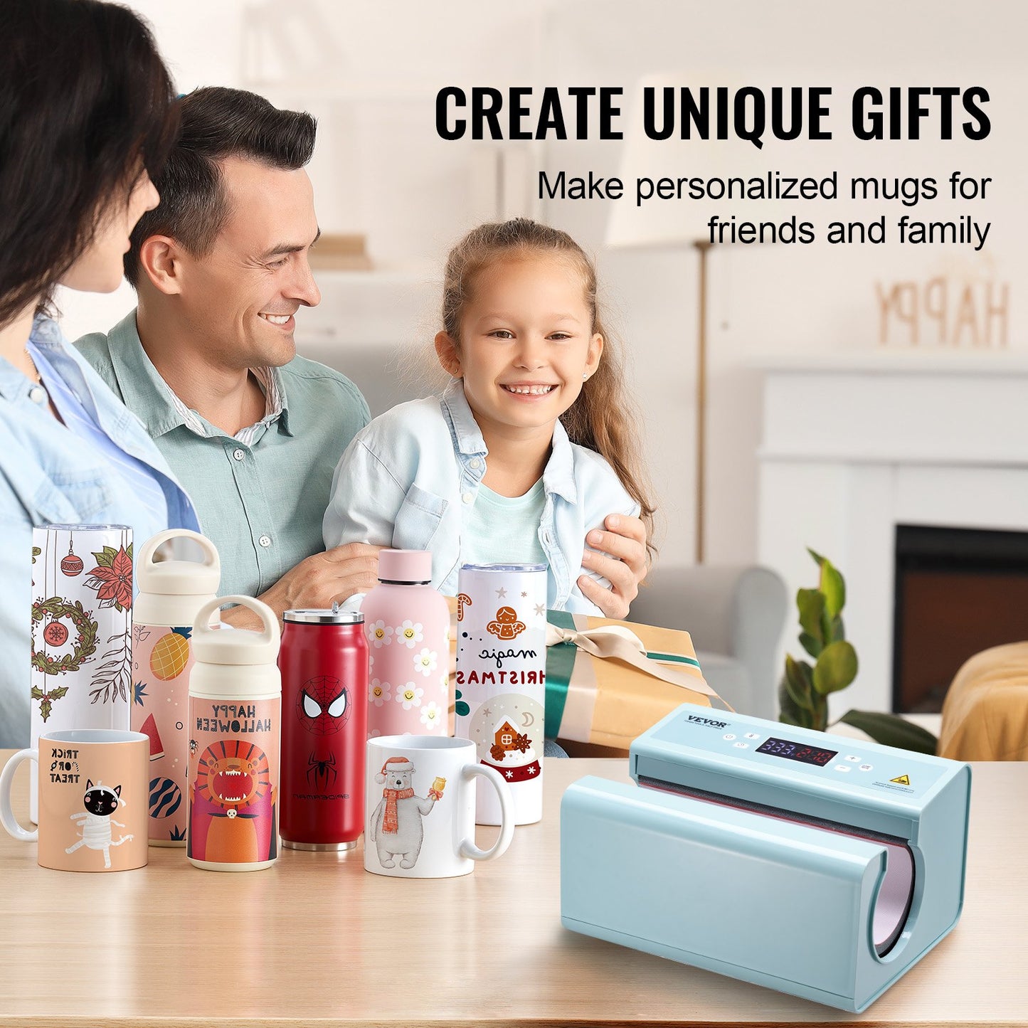 Auto Tumbler Heat Press Machine 311.8-850.5 g Sublimation Mug Heat Press Blue