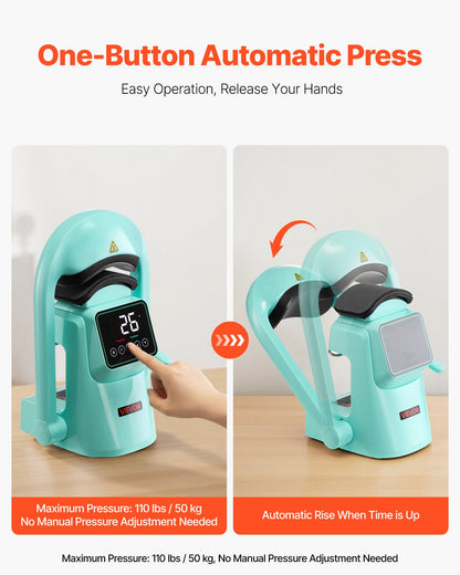 Auto Hat Heat Press Machine, with 2pcs Interchangeable Platens, Automatic Open and Release, Touchscreen for Precise Time and Temperature Control, Heat Transfer Printing for Caps, Hats, Green