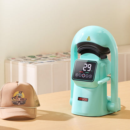 Auto Hat Heat Press Machine, with 2pcs Interchangeable Platens, Automatic Open and Release, Touchscreen for Precise Time and Temperature Control, Heat Transfer Printing for Caps, Hats, Green