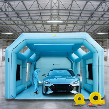 Inflatable Spray Booth Car Paint Tent 8.5 x 4.6 x 3 m Filter System 2 Blowers