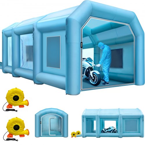 Inflatable Spray Booth Car Paint Tent 9 x 6 x 4 m W/ Filter & 2 Blowers