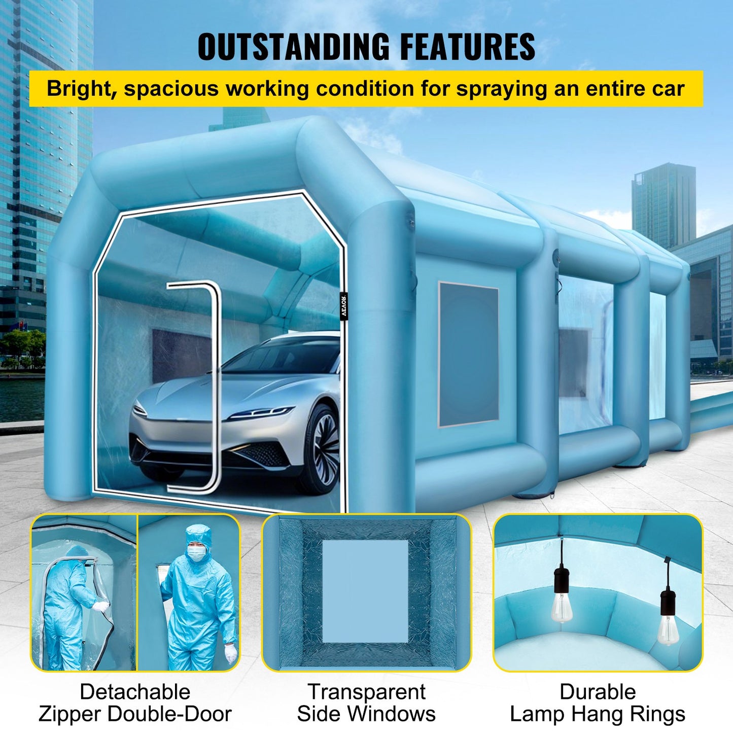 Inflatable Spray Booth Car Paint Tent 9 x 6 x 4 m W/ Filter & 2 Blowers