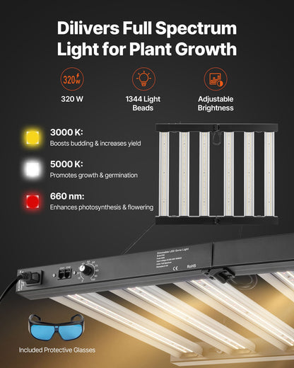 Indoor Grow Tent Kit, 100 x 100 x 200 cm, Indoor Plant Tent with Full Spectrum LED Grow Light & Ventilation System, 600D High Reflective Mylar, Growing Tents for Flower Veggie
