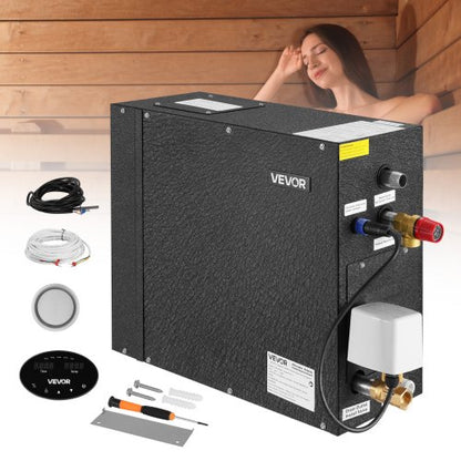 Steam Generator, 7.5 kW Steam Shower System with Controller for Home Sauna Bath Spa, Commercial Auto Drain Kit with Overheat, Dry-Run & Overpressure Protection, 10 Min to 24h Efficient, Black