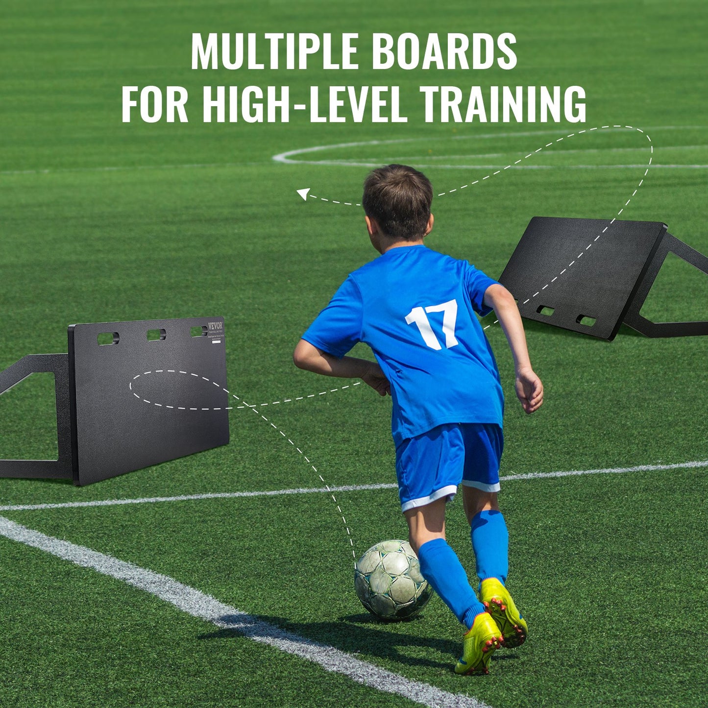 Soccer Rebounder Board, 114.3 x 45.7 cm Portable Soccer Wall with 2 Angles Rebound, Foldable HDPE Kickback Rebound Board, Soccer Training Equipment for Kids and Adults, Passing & Shooting Practice