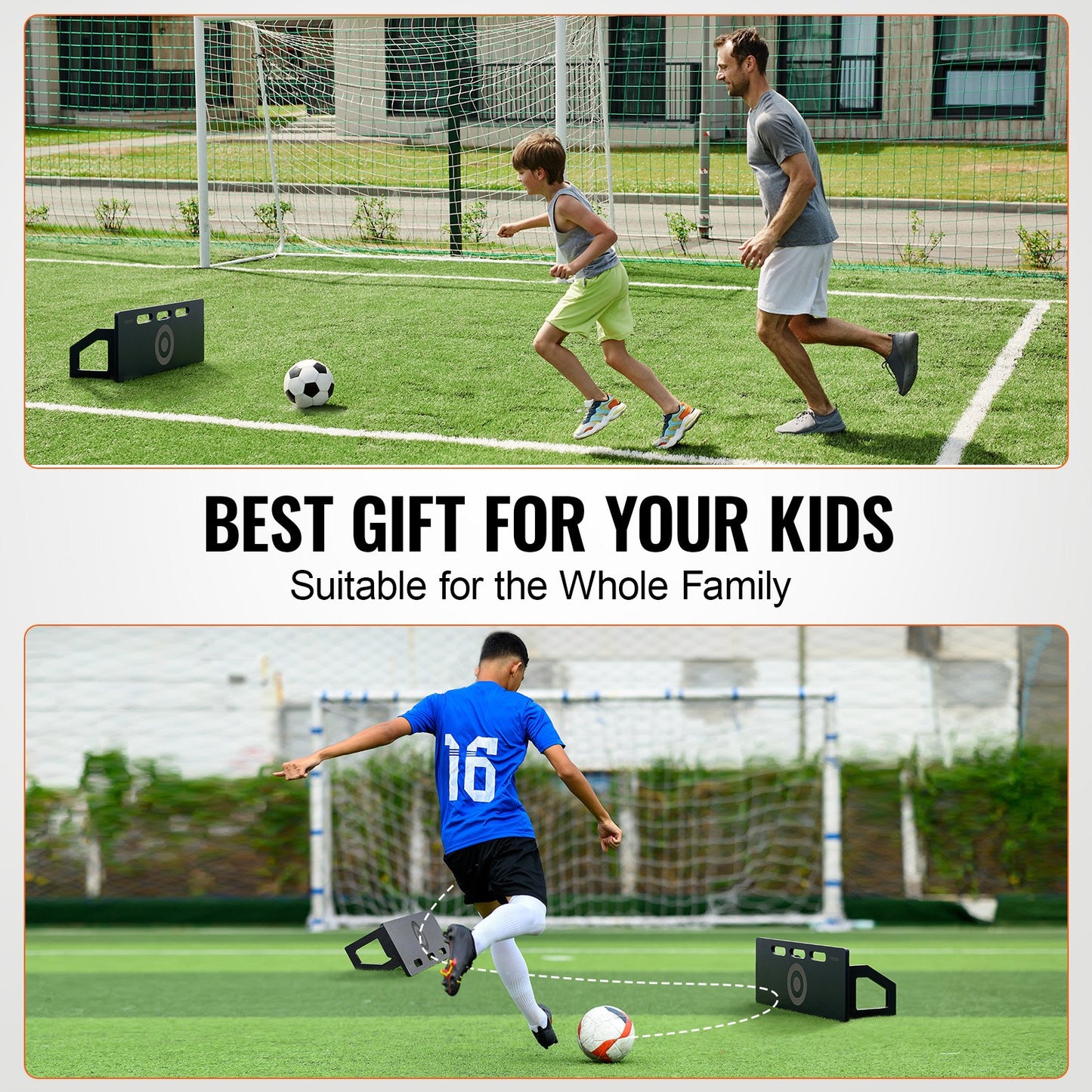 Soccer Rebounder Board, 32"X12" Portable Soccer Wall with 2 Angles Rebound, Foldable HDPE Kickback Rebound Board, Soccer Training Equipment for Kids and Adults, Passing & Shooting Practice
