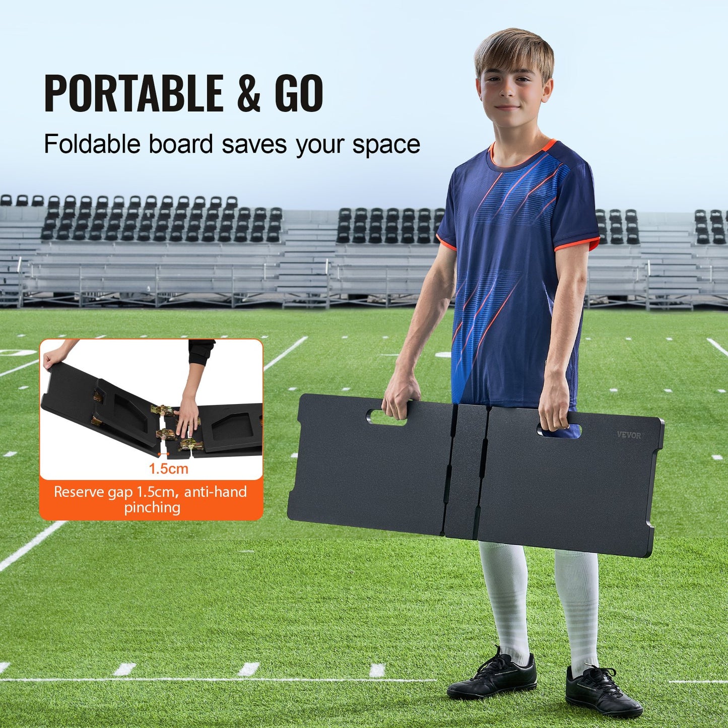 Soccer Rebounder Board, 45"X13" Portable Soccer Wall with 2 Angles Rebound, Foldable HDPE Kickback Rebound Board, Soccer Training Equipment for Kids and Adults, Passing & Shooting Practice